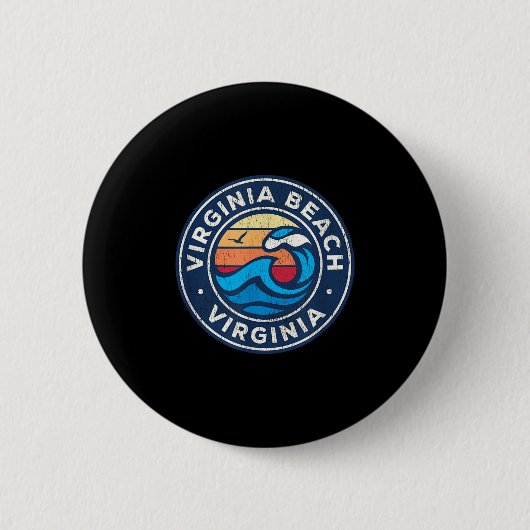 Virginia Beach Virginia Va Vintage Wasserwaves Button (Vorderseite)