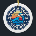 Virginia Beach Virginia VA Vintage Wasserwaves Keramik Ornament<br><div class="desc">Virginia Beach Virginia VA Vintage Waves Design</div>