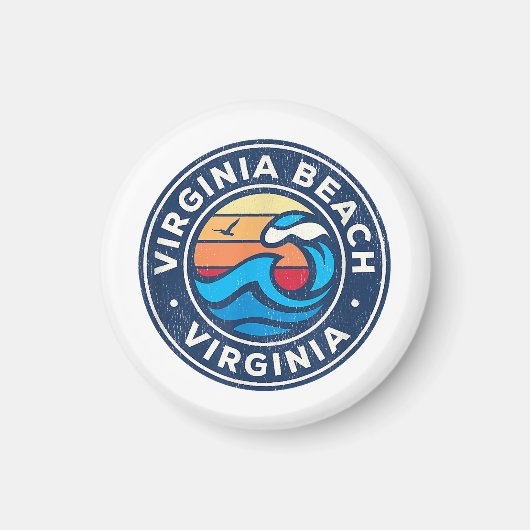 Virginia Beach Virginia VA Vintage Wasserwaves Magnet (Vorne)