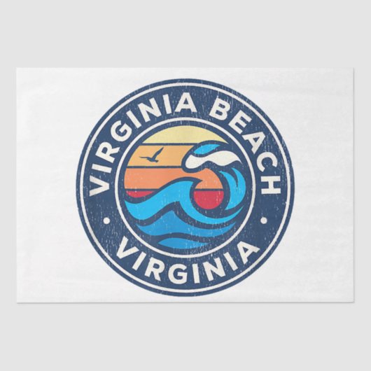 Virginia Beach Virginia VA Vintage Wasserwaves Seidenpapier (Vorderseite)