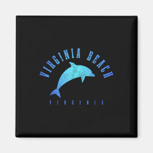 Virginia Beach Virginia Vintag Dolphin Holiday Magnet