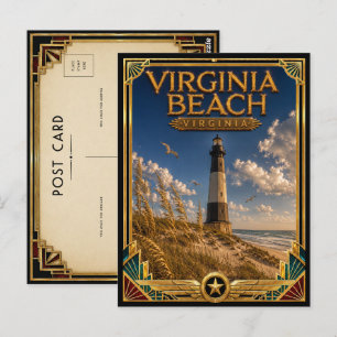 Virginia Beach Virginia Vintage Art Deco Golden Postkarte