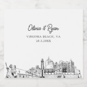 Virginia Beach Wedding Champagne Label Schaumweinetikett (Einzelnes Label)