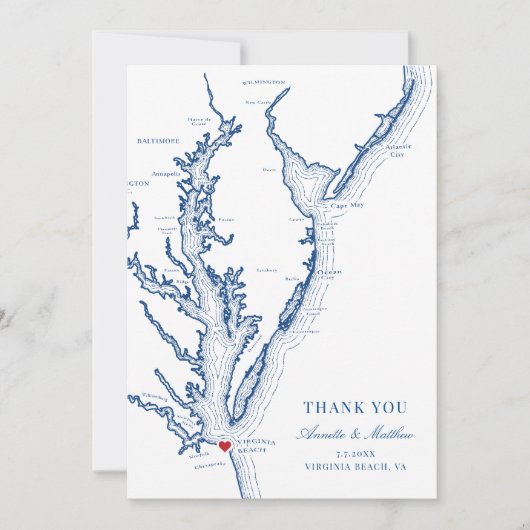 Virginia Beach Wedding Flat Dankeskarte (Vorderseite)