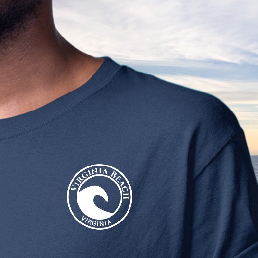 Virginia Beach White Ocean Wave Circle Design T-Shirt