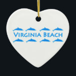 Virginia- Beachdelphin-Logo Keramikornament<br><div class="desc">Helle blaue Delphine erscheinen in diesem See-themenorientierten Virginia Beach,  VA-Logo. Delphine sind allgemein - gesehen entlang der Virginia- Beachküste.</div>