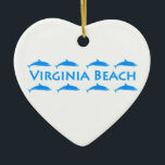 Virginia- Beachdelphin-Logo Keramikornament<br><div class="desc">Helle blaue Delphine erscheinen in diesem See-themenorientierten Virginia Beach,  VA-Logo. Delphine sind allgemein - gesehen entlang der Virginia- Beachküste.</div>