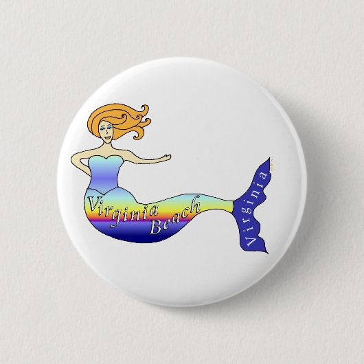Virginia- Beachmeerjungfrau rund Button (Vorderseite)