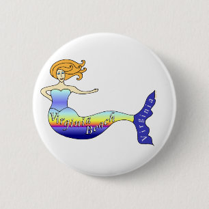 Virginia- Beachmeerjungfrau rund Button