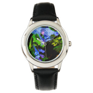 Virginia Bluebell Wildblume Impressionist Armbanduhr