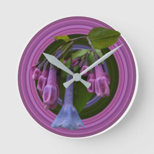 Virginia Bluebells Wildflower Round Clock Runde Wanduhr