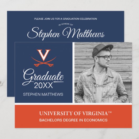 Virginia Cavaliers | ABSCHLUSS Einladung (Vorne/Hinten)