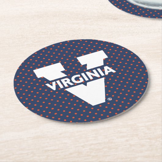 Virginia Cavaliers Polka Dots Runder Pappuntersetzer (Angewinkelt)