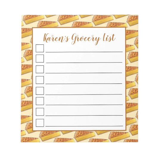 Virginia Chess Pie Southern US Cuisine Dessert Notizblock (Vorderseite)