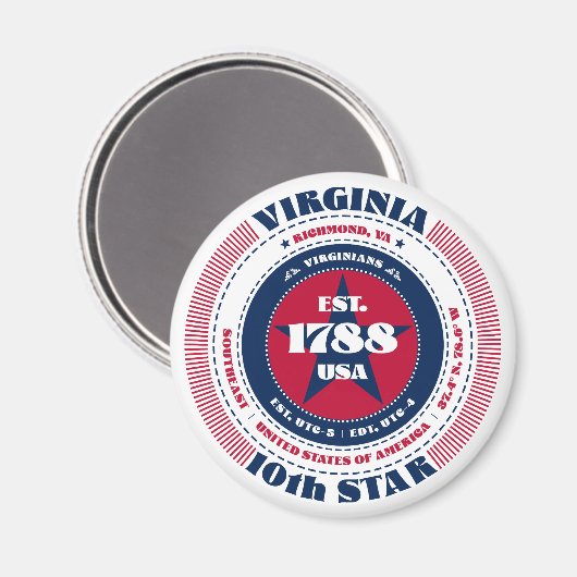 Virginia Circle Typografy Souvenir Magnet (Vorderseite/Rückseite)