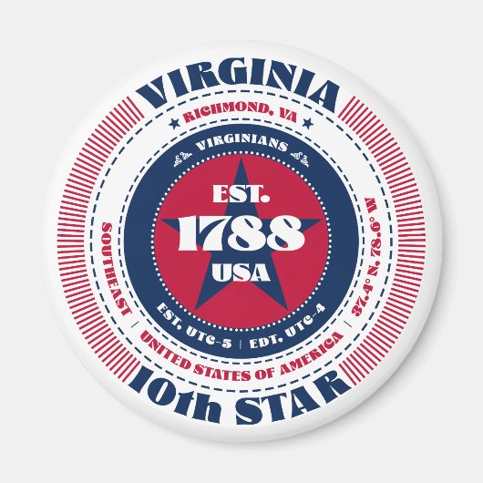 Virginia Circle Typografy Souvenir Magnet (Vorne)