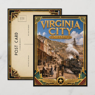 Virginia City Nevada Vintage Art Deco Golden Age Postkarte