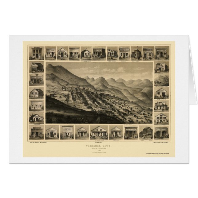Virginia City, panoramische Karte Nanovolt - 1861 (Vorderseite (Horizontal))