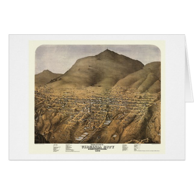 Virginia City, panoramische Karte Nanovolt - 1875 (Vorderseite (Horizontal))