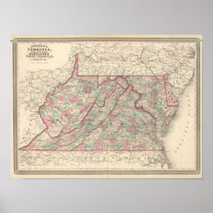 Virginia, Delaware, Maryland und West Virginia Poster