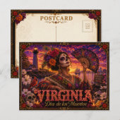 Virginia Día de los Muertos Retro Postkarte (Vorne/Hinten)