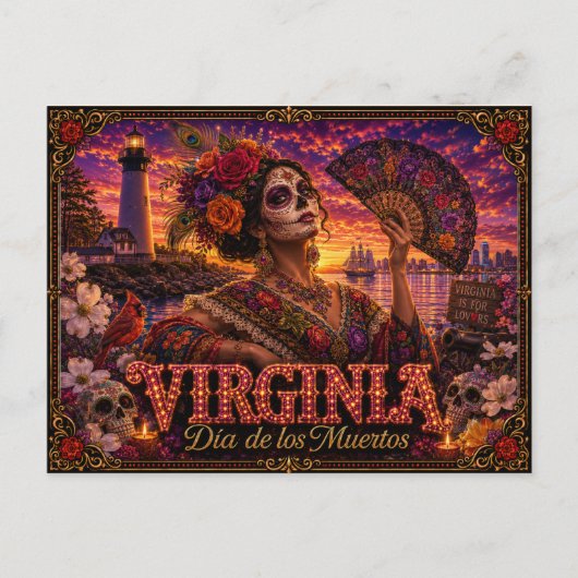 Virginia Día de los Muertos Retro Postkarte (Vorderseite)