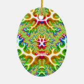 VIRGINIA ~ EASTER EGG ~ mehrfarbiges Fraktal ~ Keramik Ornament (Vorne)