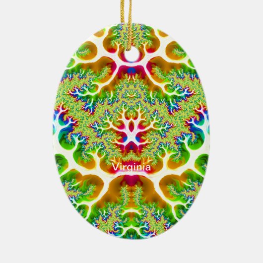 VIRGINIA ~ EASTER EGG ~ mehrfarbiges Fraktal ~ Keramik Ornament (Hinten)