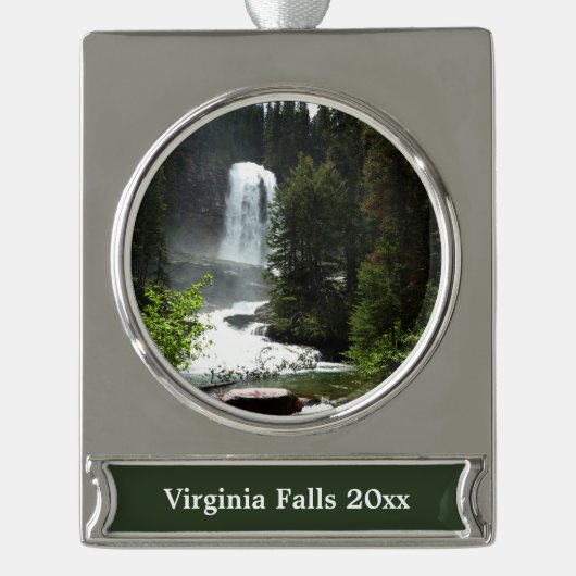 Virginia Falls at Glacier National Park Banner-Ornament Silber (Vorderseite)