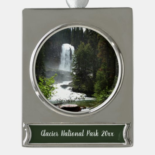 Virginia Falls at Glacier National Park Banner-Ornament Silber (Vorderseite)