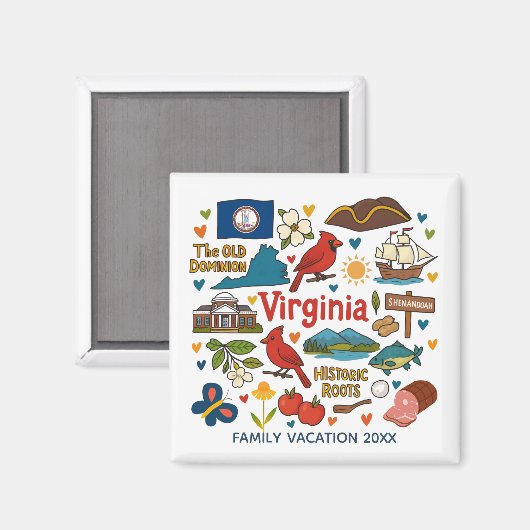 Virginia Family Trip Keepsake Personalized Magnet (Vorderseite/Rückseite)