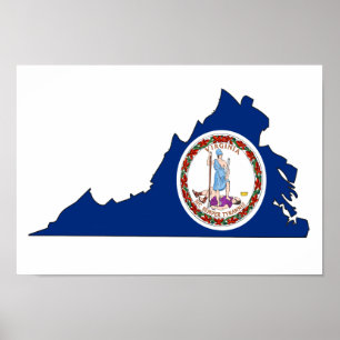 Virginia Flag Karte Poster