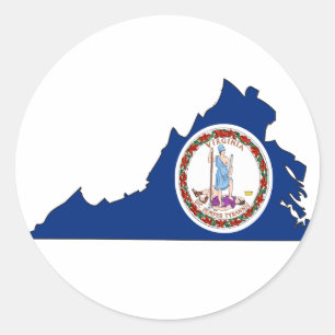 Virginia Flag Karte Runder Aufkleber