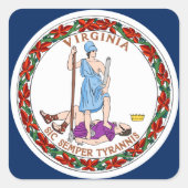 Virginia-Flagge Quadratischer Aufkleber (Vorderseite)