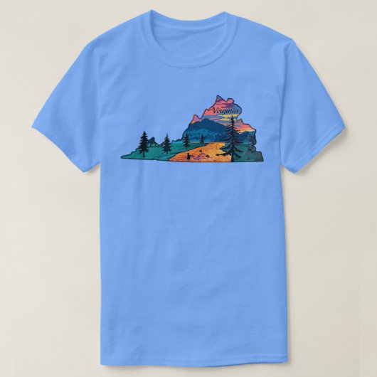 Virginia Fly Fishing Staat Sunset by TeeCrea T-Shirt (Design vorne)