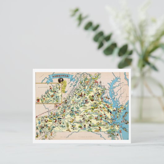 Virginia Funny Map Postkarte (Stehend Vorderseite)
