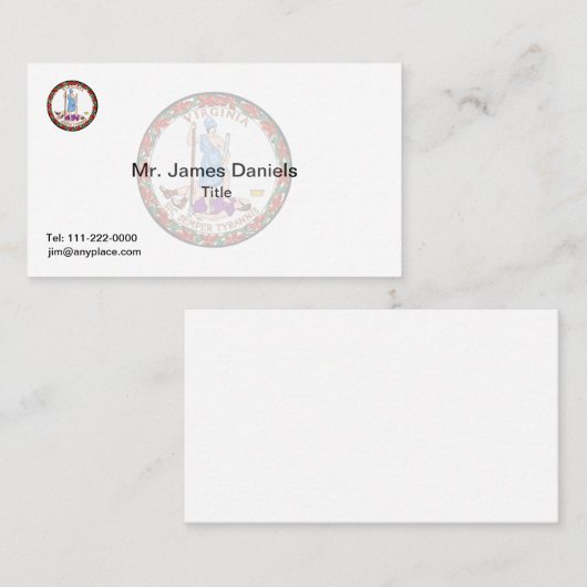 Virginia Great Siegel Visitenkarte (Vorne/Hinten)