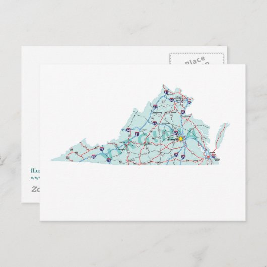 Virginia Interstate Map Postcard Postkarte (Vorne/Hinten)