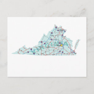 Virginia Interstate Map Postcard Postkarte