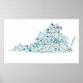 Virginia Interstate Map Print Poster (Vorne)