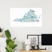 Virginia Interstate Map Print Poster (Heimbüro)