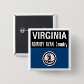 Virginia ist Romney Ryan Land-Knopf Button (Vorne & Hinten)