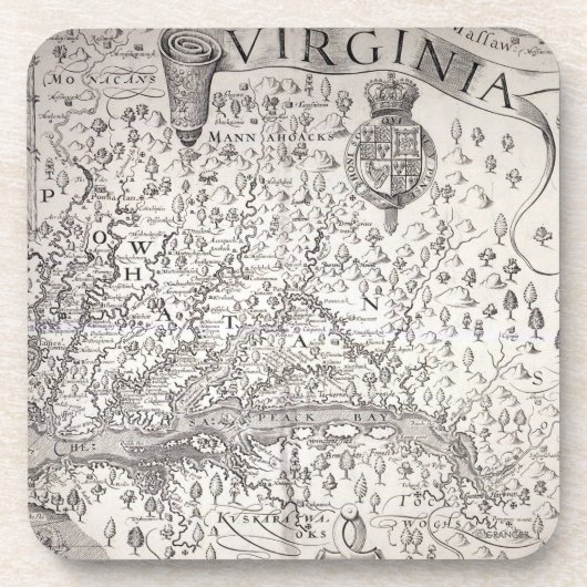 Virginia-Karte, 1612 Getränkeuntersetzer (Vorderseite)