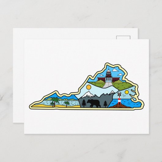 Virginia Karte Chesapeake Charlottesville Lynchbur (Vorne/Hinten)