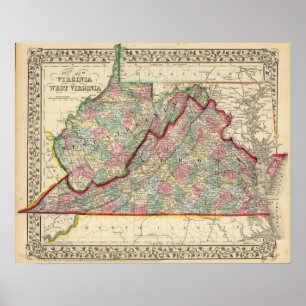 Virginia, Karte W Virginia durch Mitchell Poster
