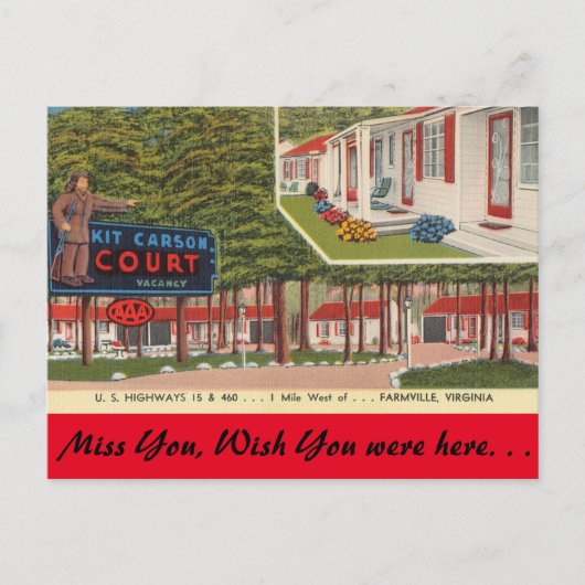 Virginia, Kit Carson Court, Farmville Postkarte (Vorderseite)