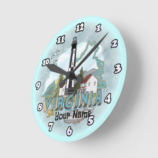 Virginia Lighthouse Runde Wanduhr (Winkel)