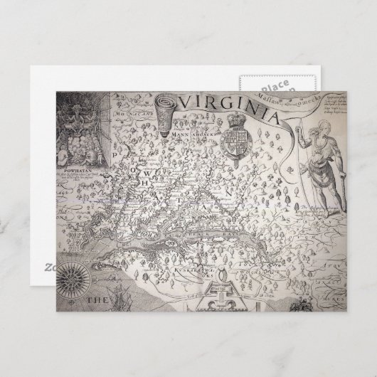Virginia Map, 1612 Postkarte (Vorne/Hinten)