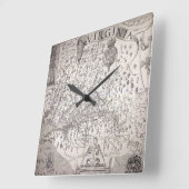 Virginia Map, 1612 Quadratische Wanduhr (Winkel)