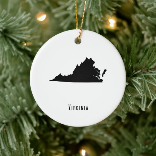 Virginia Map - Schwarz und Weiß Moderne Virginia K Keramik Ornament (Baum)